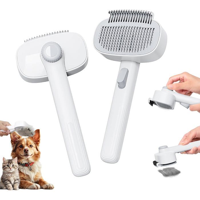 Comparer les prix de Brosse 2 en 1 pour chats et chiens à poils longs et courts : démêlage toilettage et peigne pour éliminer les nœuds.