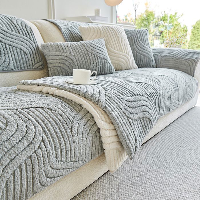 Housse de Canapé en Peluche Douce - MHY® - Coussin de Canapé Épais et Antidérapant couleur gris，90cm*180cm 1 pcs