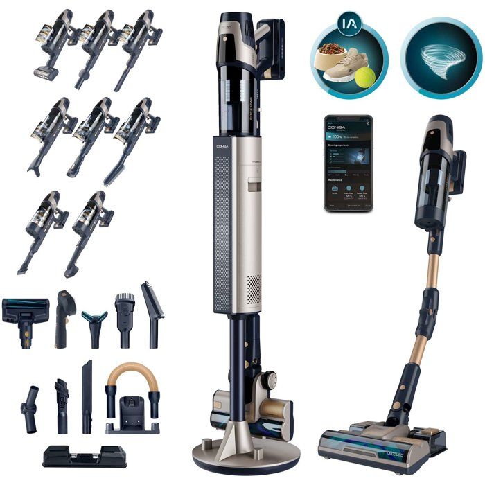 Aspirateur balai laveur - CECOTEC - RZ90 AI AquaPet Flex Connected - 310 AW - 110 min - 200 m² - Or