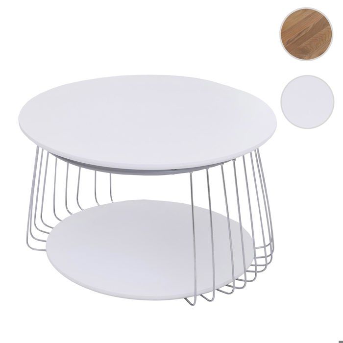 Table basse MCA HWC-P60 métal MDF ronde Ø 70 cm blanche Table basse MCA HWC-P60 métal MDF ronde Ø 70 cm blanche