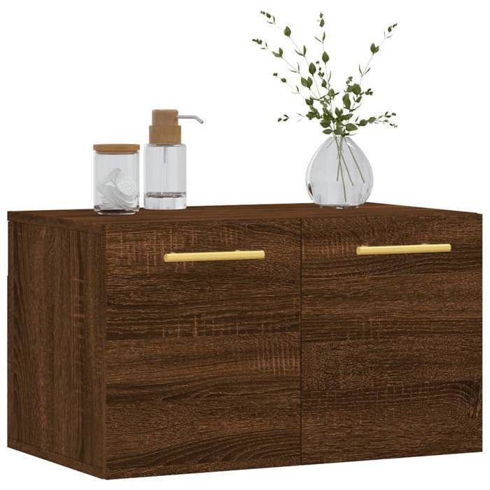 Lot De 2 Armoires Murales Chêne Brun – 60x36,5x35 Cm, En Bois D'ingénierie, Rangement