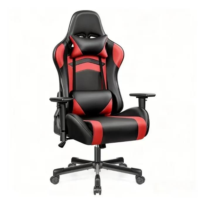 Chaise Gaming Ergonomique Noir et Rouge Dossier Réglable 90°-155° Assise à Ressorts Revêtement PU Imperméable Soutien Complet