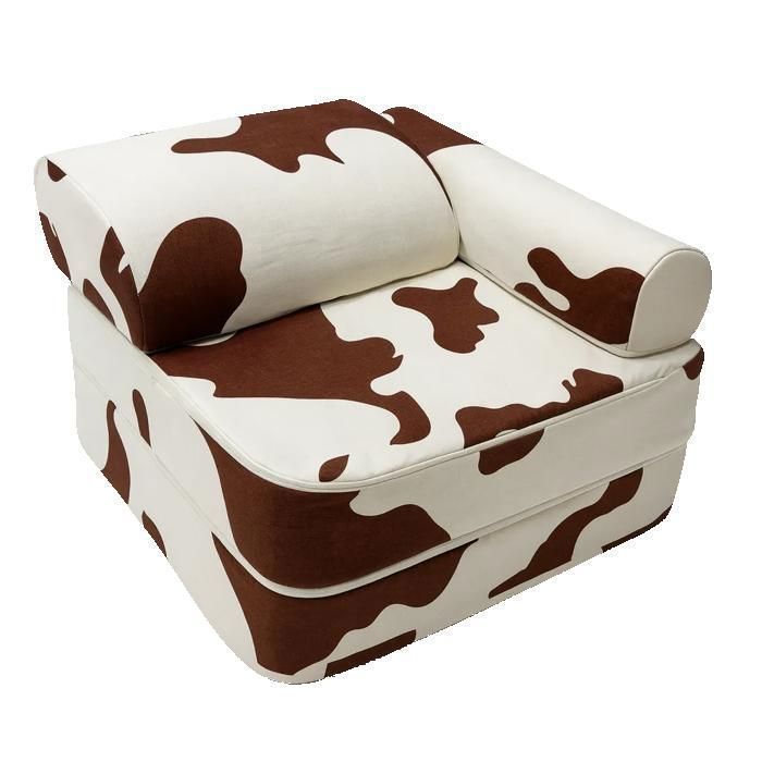 Fauteuil enfant modulable motif vache marron crème – siège ludique et confortable