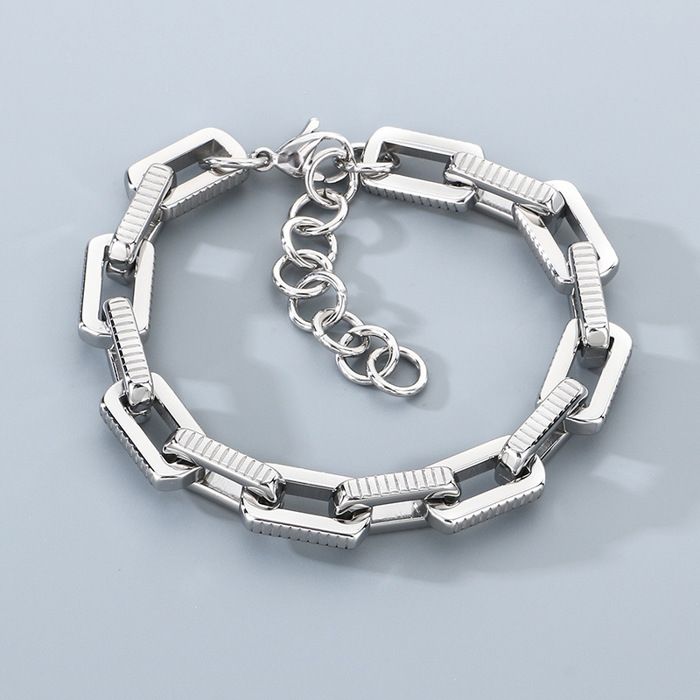 XJYDNCG Bracelet Homme en Acier Inoxydable - Style Vintage 22x1cm - Argenté
