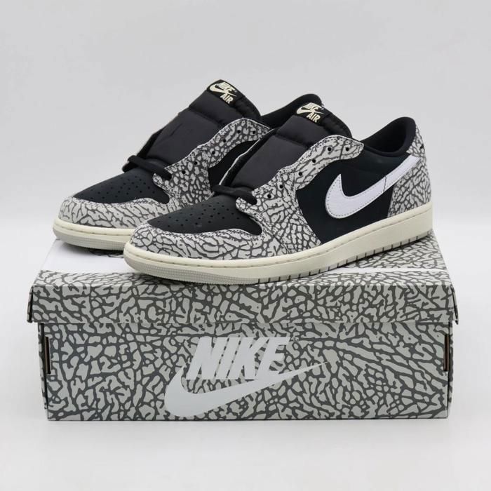 CHAUSSURES DE BASKET-BALL CZ0790-001 Nike Air Jordan 1 Retro Low OG Black Cement Muslin Tech Grey (Mens)