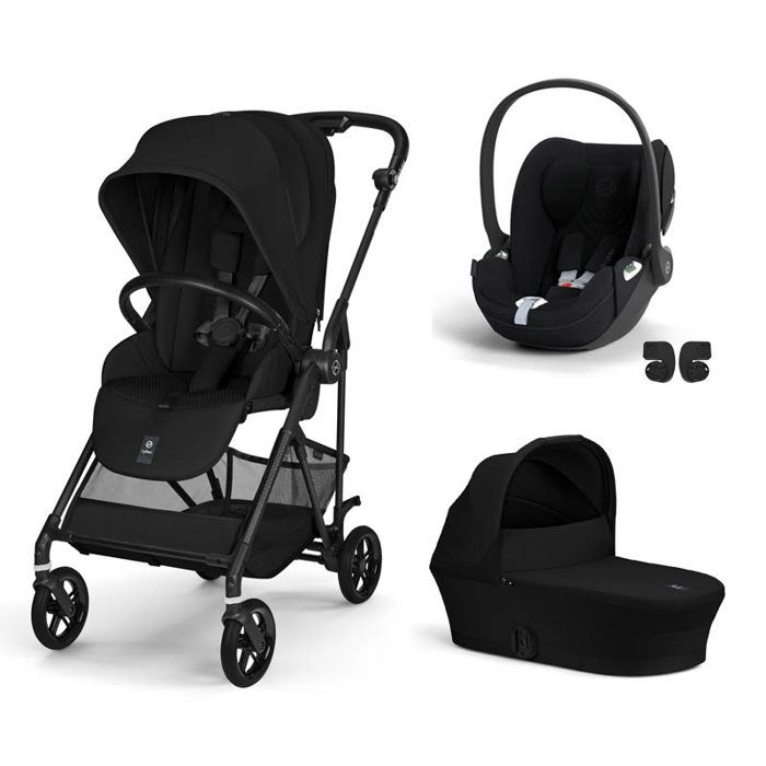 CYBEX - Poussette Trio Melio 6 Carbon + Cloud T Plus + Nacelle Magic Black