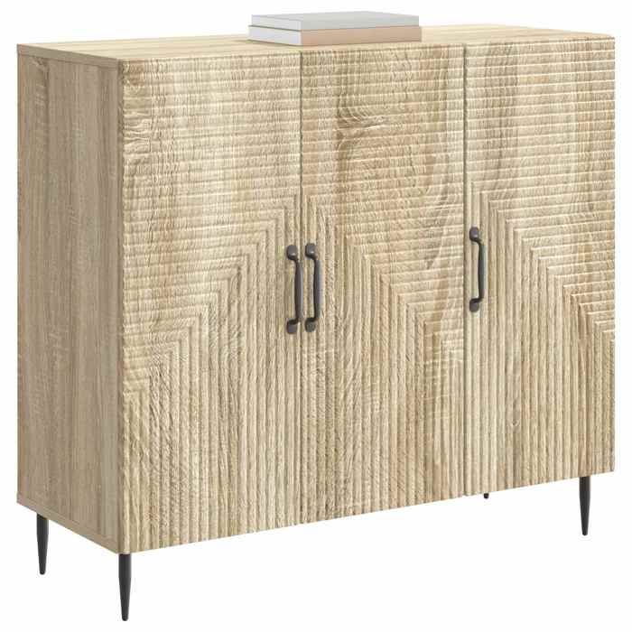 Buffet bas séjour{1 pièce}meuble de rangementdesign épuré Chêne Sonoma 89 x 345 x 80 cm Bois dingénierie lvi46u36