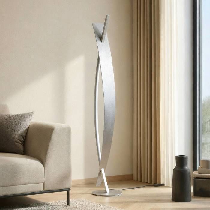 Lampadaire salon ampoules LED - Lucande - lampe sur pied - - argenté