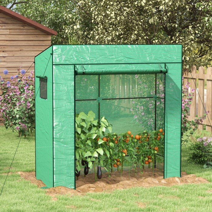 Serre de jardin 196 x 77 x 197 cm vert fenêtres en maille et porte zippée pour plantes et fleurs Serre de jardin 196 x 77 x 197 cm vert fenêtres en maille et porte zippée pour plantes et fleurs