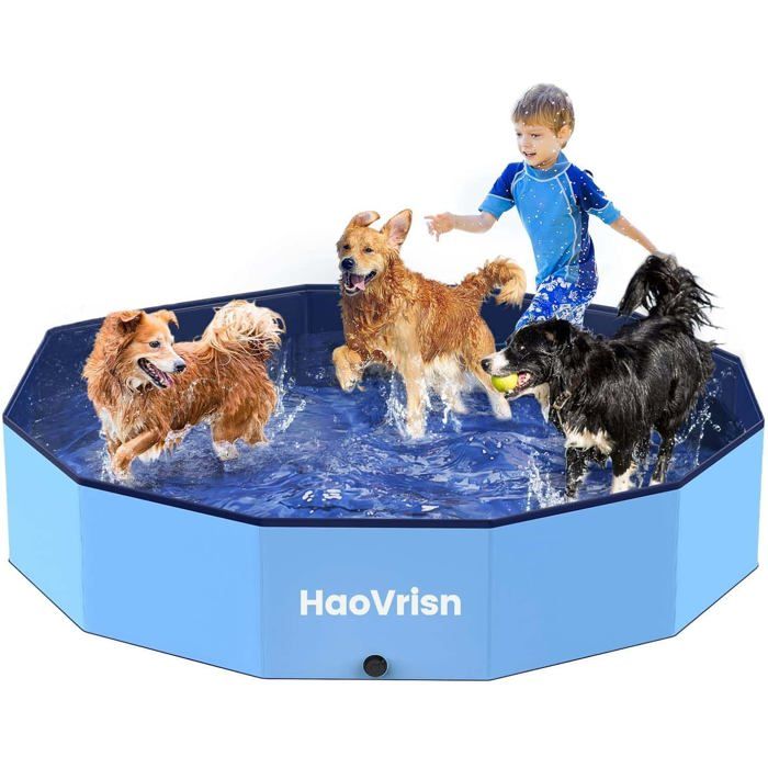 Piscine pour Chien 120x30CM Piscine Enfant et Animaux PVC épais et Antidérapant Grande Piscine Chien