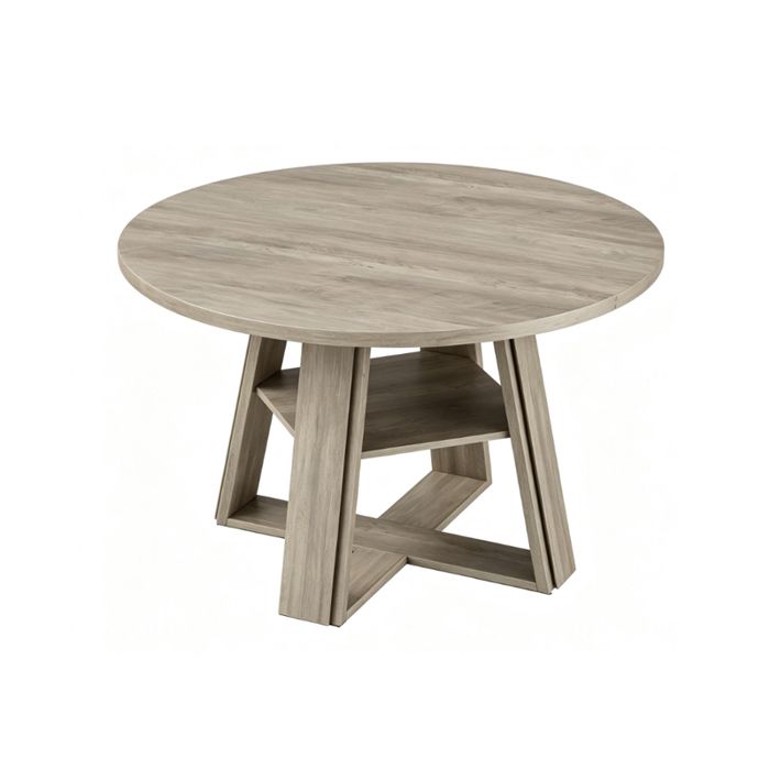 Table à manger ronde pour 4 à 6 personnestable de cuisine avec étagère de rangementstyle campagnardStructure en X Ultragris
