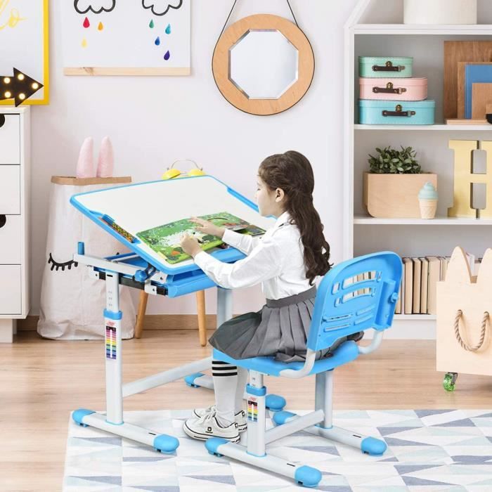 Ensemble Bureau Et Chaise Pour Enfants Bureau Comfortline Enfants Hauteur Reglable Avec Tableau Inclinable Bleu Achat Vente Bureau Bebe Enfant Table Et Chaise Pour Enfant Cdiscount