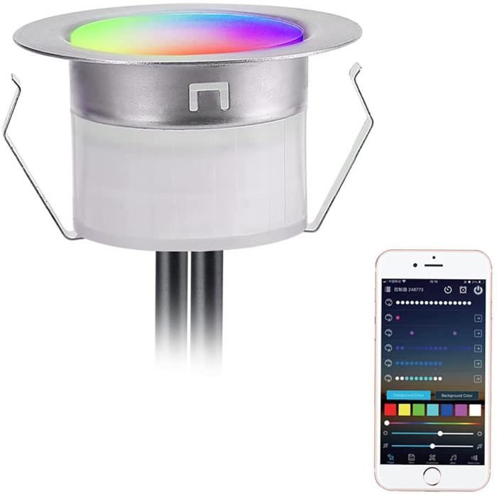 Mini spot LED encastrable extérieur étanche multicolore RGB