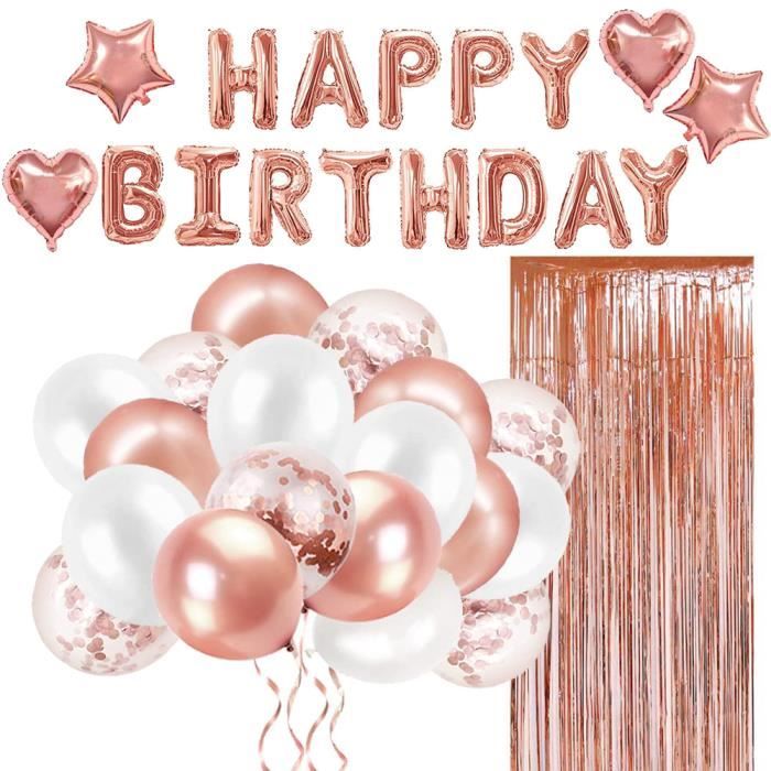 Ballons Anniversaires Decoration De Fete D Anniversaire Or Rose 38pcs Ballon Happy Birthday Ballon En Pentagramme Et Coeur Cdiscount Maison