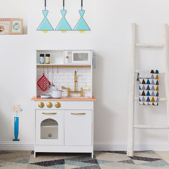 Jeu De Cuisine Blanc En Bois Pour Enfant Teamson Fille Et Garcon