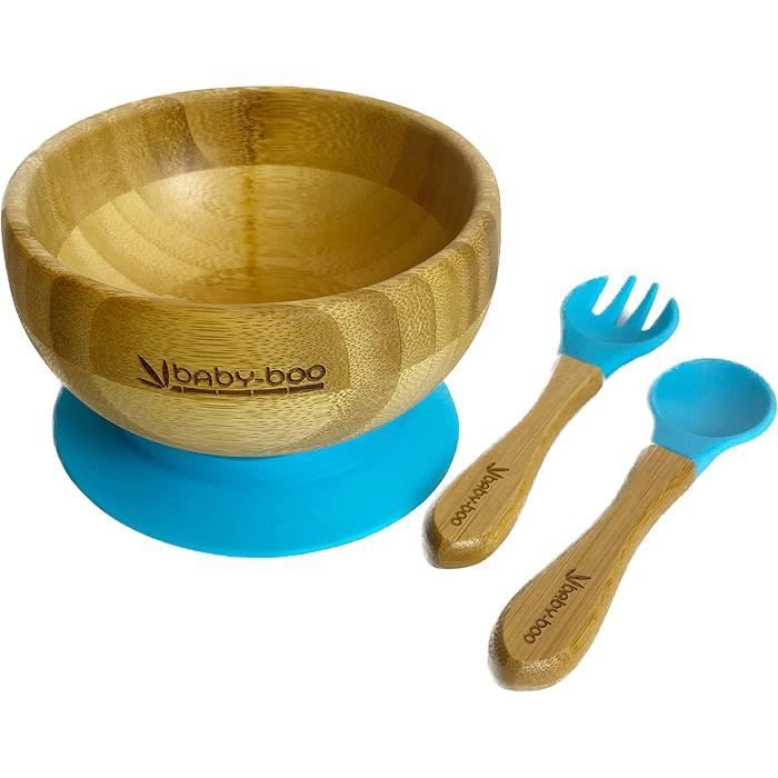 Ensemble Bol Bébé Avec Ventouse Et Cuillère - Bambou Naturel Anti-Dérapant