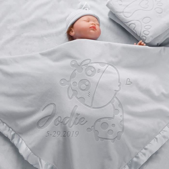 Couverture bébé personnalisée et son motif girafe cadeau de