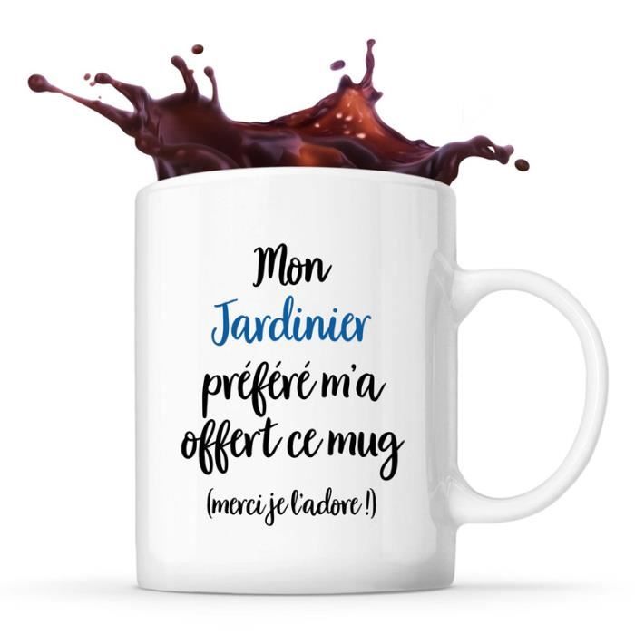 Mug En Céramique - Meilleur Jardinier - Noir - Imprimé Recto Verso - Résistant Lave-vaisselle - 325 Ml - Maison