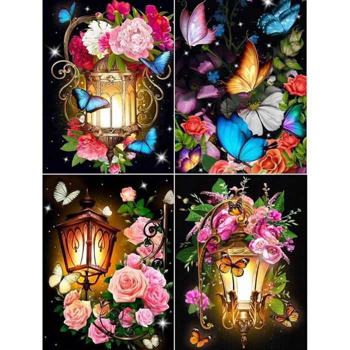 Diamond Painting Kaffe 4 Pack 30 X 30 Cm Diamond Painting Pictures Children Craft Set Adult Embroidery Pictures Pre-Printed Cross Stitch 5D Diamond Painting By Numbers Coffee Daiments Painting Craft