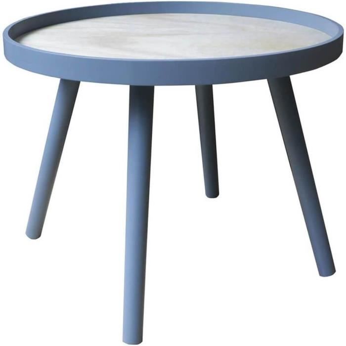 Mana Table Scandinave Bleue Plateau Effet Bois[n1005] - Cdiscount Maison