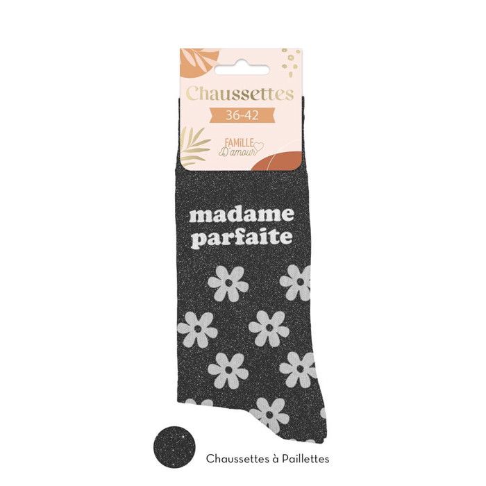 PAIRE DE CHAUSSETTES PAILLETTES MME PARFAITE FEMME 39 Noir 39