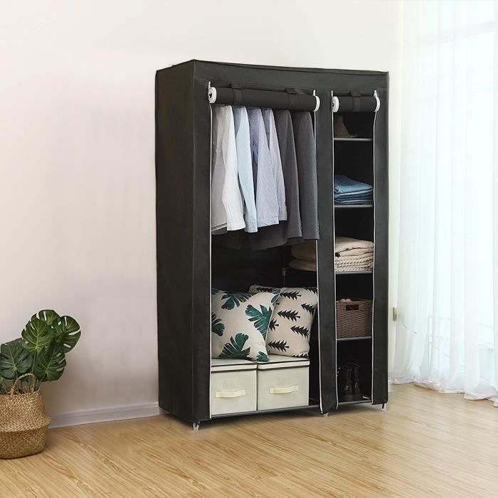 172*105*43cm Armoire Penderie Tissu Portable avec étagères de rangement