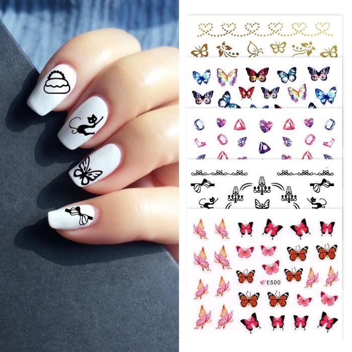 Coscelia Autocollant Stickers à Ongle 5PC Décor Manucure Tips Guide