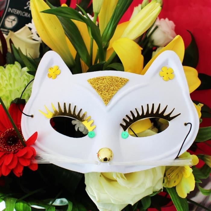 1 Pcs masque de chat blanc déguisement carnaval, fêtes, animaux décoration  mariage, anniversaire, - Cdiscount Maison