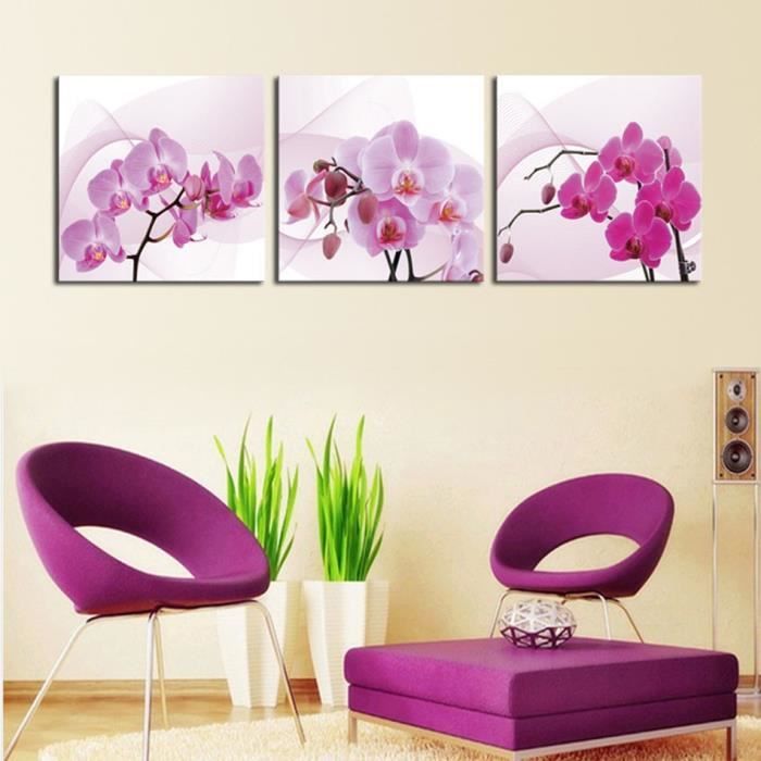 3 Panneaux Rose Pourpre Papillon Orchidee Fleur Moderne Hd Imprimer Peinture Toile Mur Decoration Pour Salon Piece D Art Non Encadre Cdiscount Maison