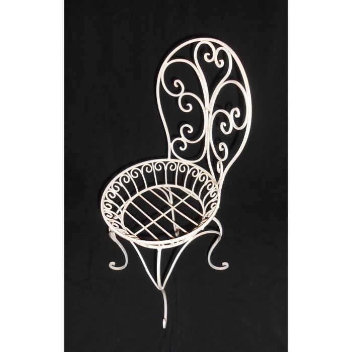 Porte Plante Chaise De Jardin En Fer Forge Blanc Achat Vente