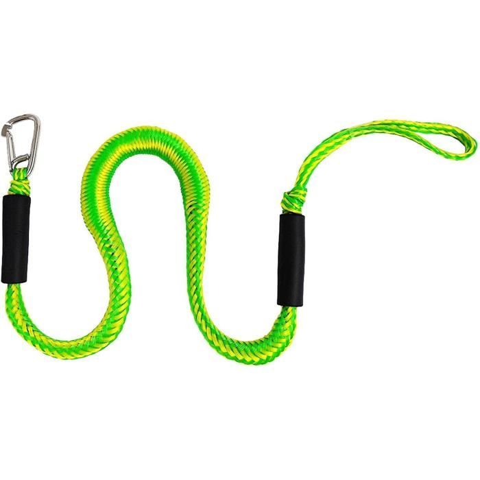 Amarre avec ressort d'amarrage (caoutchouc), cosse cœur et manille 1852- Marine, polyester 3 torons, 14 mm, 4,5 mètres, ressort noir avec cordage noir