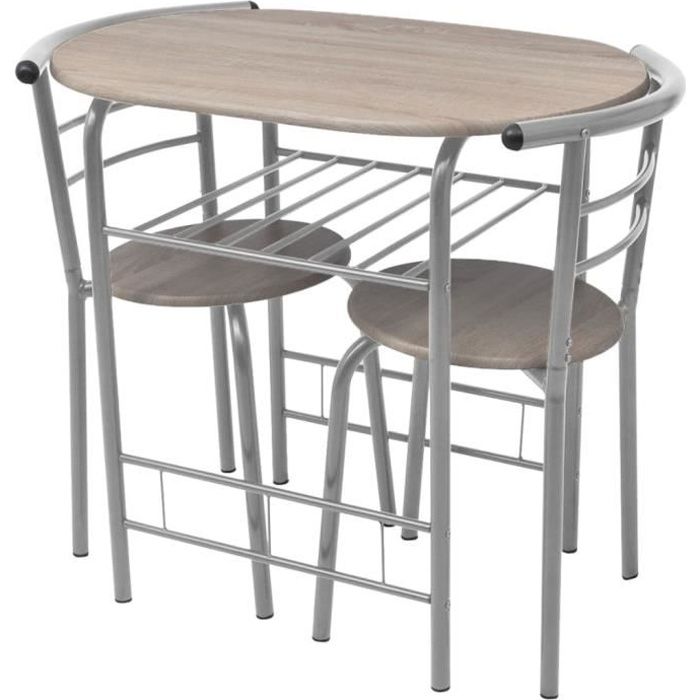 ensemble table et chaises de salle à manger - structure en fer + mdf - argent