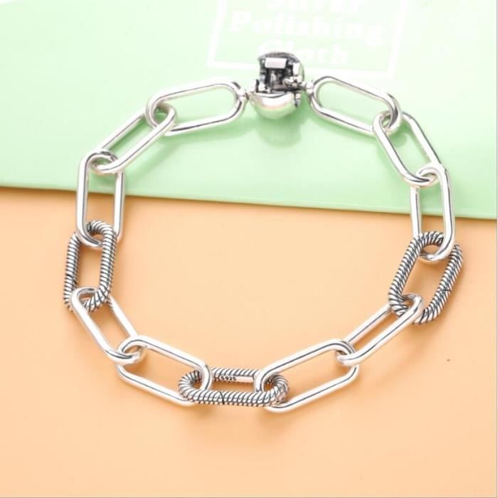 Bracelet pandora en argent Sterling 925 pour femmes bijoux a la mode lien serpent motif chaine circulaire perle 19 GZ4533 Achat Vente bracelet gourmette Bracelet pandora en argent St Femme Argent Arg...