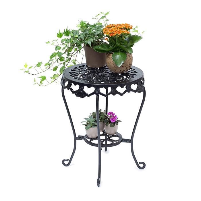 relaxdays tabouret plantes fleurs fonte support table appoint ronde 51 x 40 x 40 cm table fleurs plantes, noir