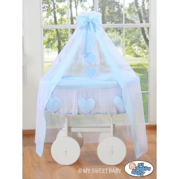 Berceau Bebe Osier Blanc Complet Textile Bleu Avec Cdiscount Puericulture Eveil Bebe