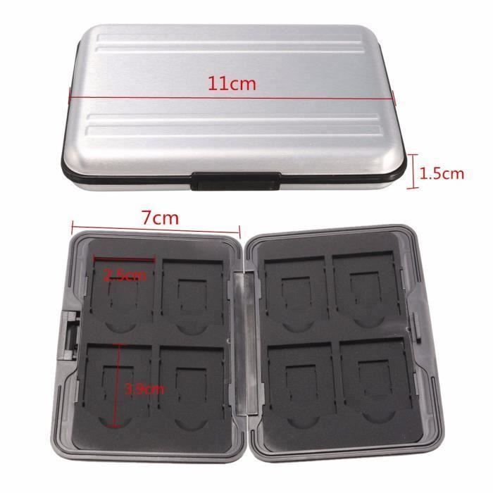 Aluminium Boite Etui Rangement A 8 Carte Memoire Micro Sd Sd Sdhc