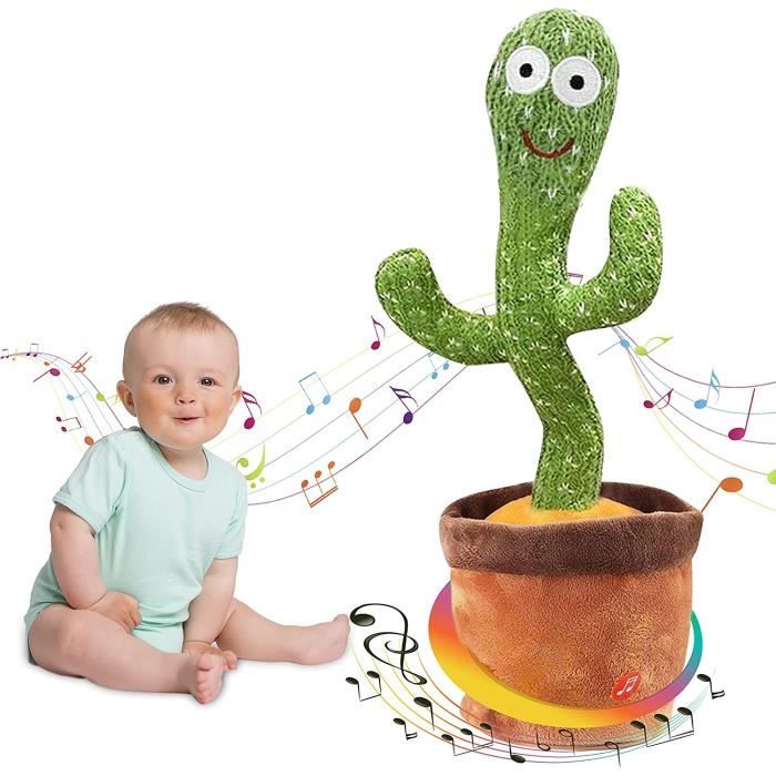 Jouet électrique en forme de cactus chantant pour imitant les cactus  parlants, jouet électronique en peluche avec éclairage, jouet en peluche à  répétition agitée, cadeaux pour garçons et filles (60 chansons) 