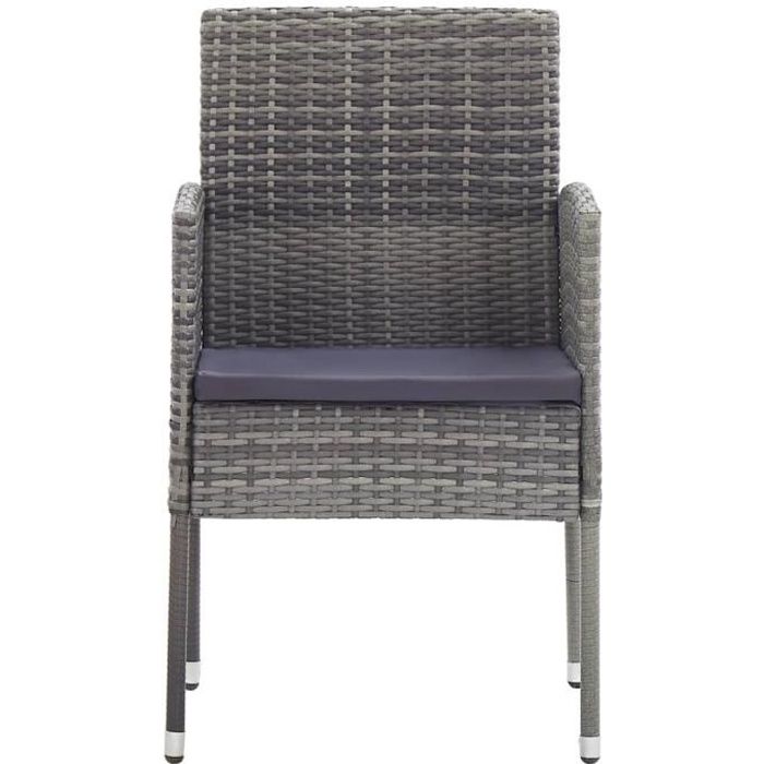 chic - lot de 2 chaises de jardin fauteuil de jardin - chaise fauteuil scandinave anthracite résine tressée @534243