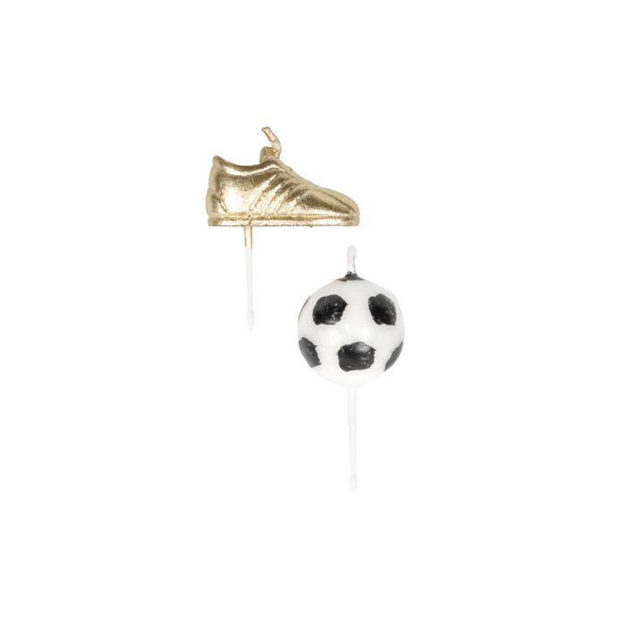 6 Bougies ballons et chaussures de foot 3 à 5 cm