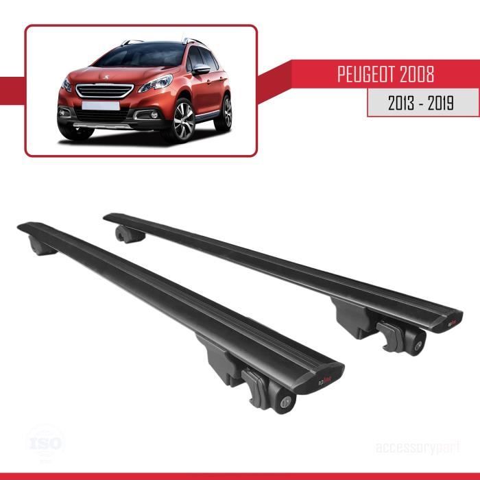 Compatible avec Peugeot 2008 2013-2019 HOOK Barres de Toit Railing Porte-Bagages de voiture Avec verrouillable Alu NOIR