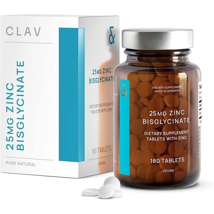 Zinc Bisglycinate 25mg 180 Comprimés Haute Dosé Végétal Natural