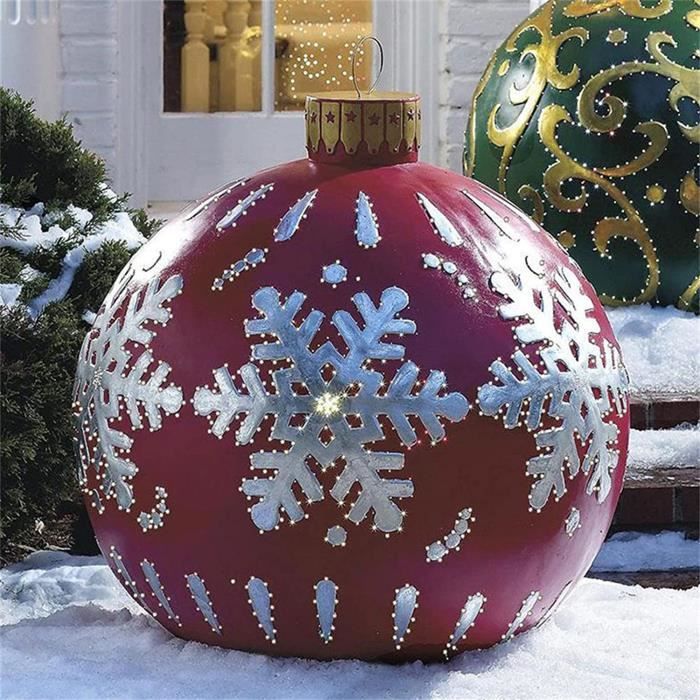 Boules de Noël gonflables de 61 cm pour décoration d'extérieur, boules 