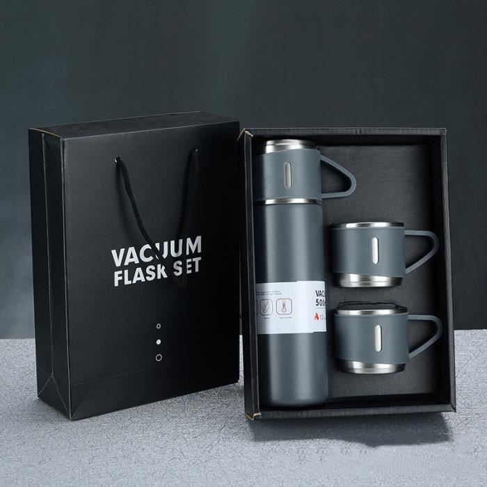 Gourde Isotherme 32 Oz Trebo – Acier Inoxydable Double Paroi – Indigo Black + Pailles