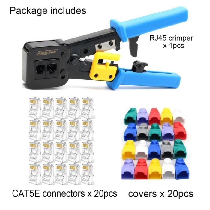 Kit Outil De Réparation Réseau Complet - Pince à Sertir, Testeur HS-468, Coupe-câble, Connecteurs RJ
