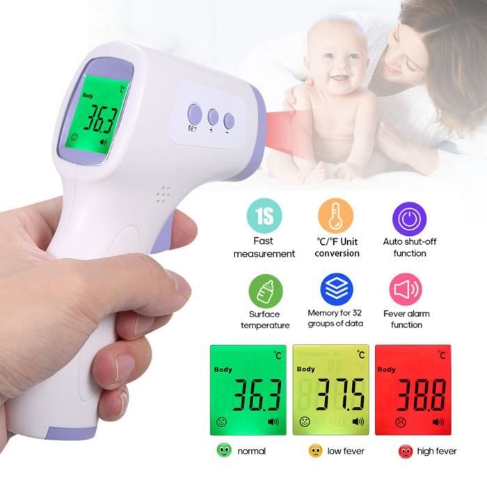 THERMOMETRE INFRAROUGE NUMERIQUE  ADULTE MEDICAL SANS CONTACT FRONTAL 