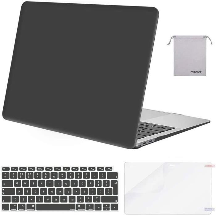 Coque Dure Pour MacBook Air 13 Pouces 2018-2021 M1 - Modèle A2337, Noir, Polycarbonate