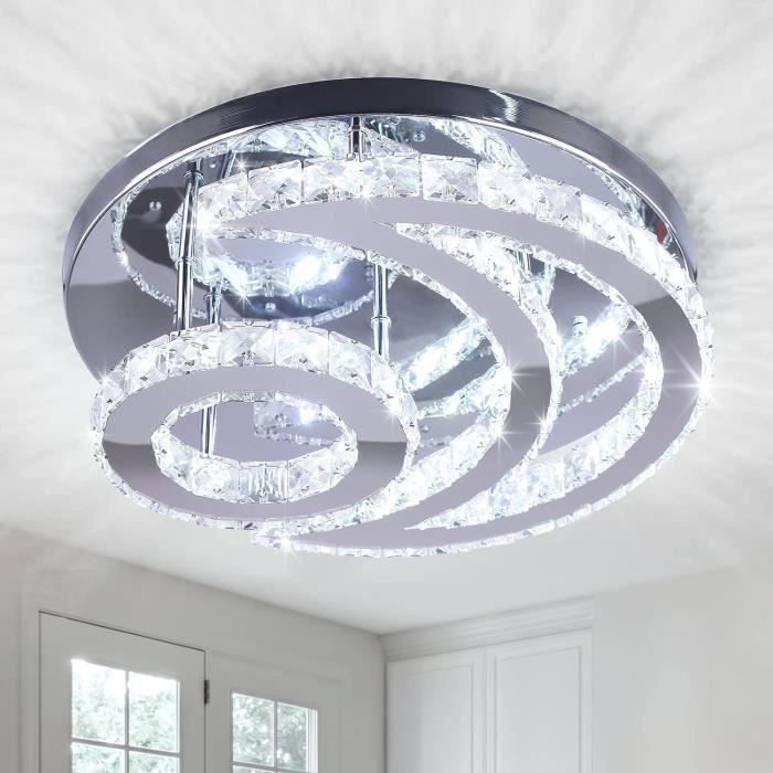 Delaveek Plafonnier LED Cristal, Lustre LED Moderne pour Chambre Salon Salle  de Bain Or - Cdiscount Maison