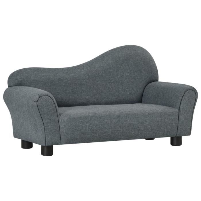 Canapé Fauteuil Enfant Velours Gris Foncé – Mini Canapé 100 Cm Confortable Et Élégant 3-6 Ans