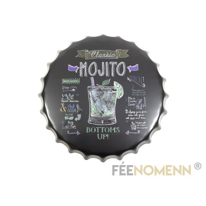 Diam. 40cm Recette Martini Fa/çon Ardoise FEENOMENN Capsule M/étal Vintage