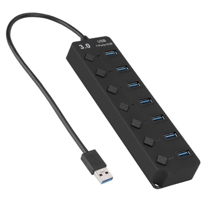 Hub USB 3.0, multiprise USB 7 ports avec interrupteur indépendant
